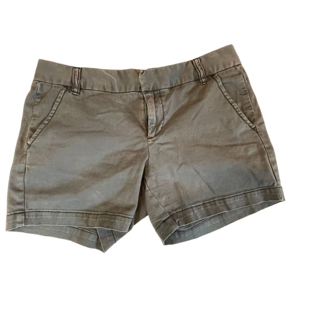 CASLON Womens Chino Shorts Stretch Mid Rise Flat Front Slash Pockets Gray Size 8